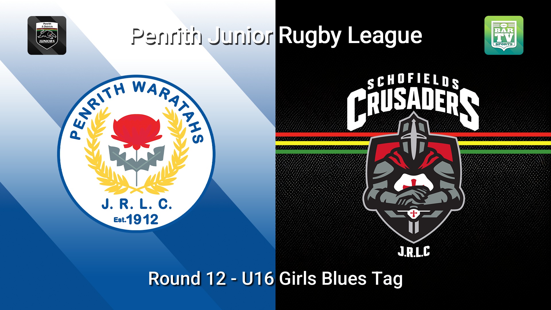 260719-video-Penrith & District Junior Rugby League Round 12 - U16 Girls Blues Tag - Penrith Waratahs v Schofields Crusaders Slate Image