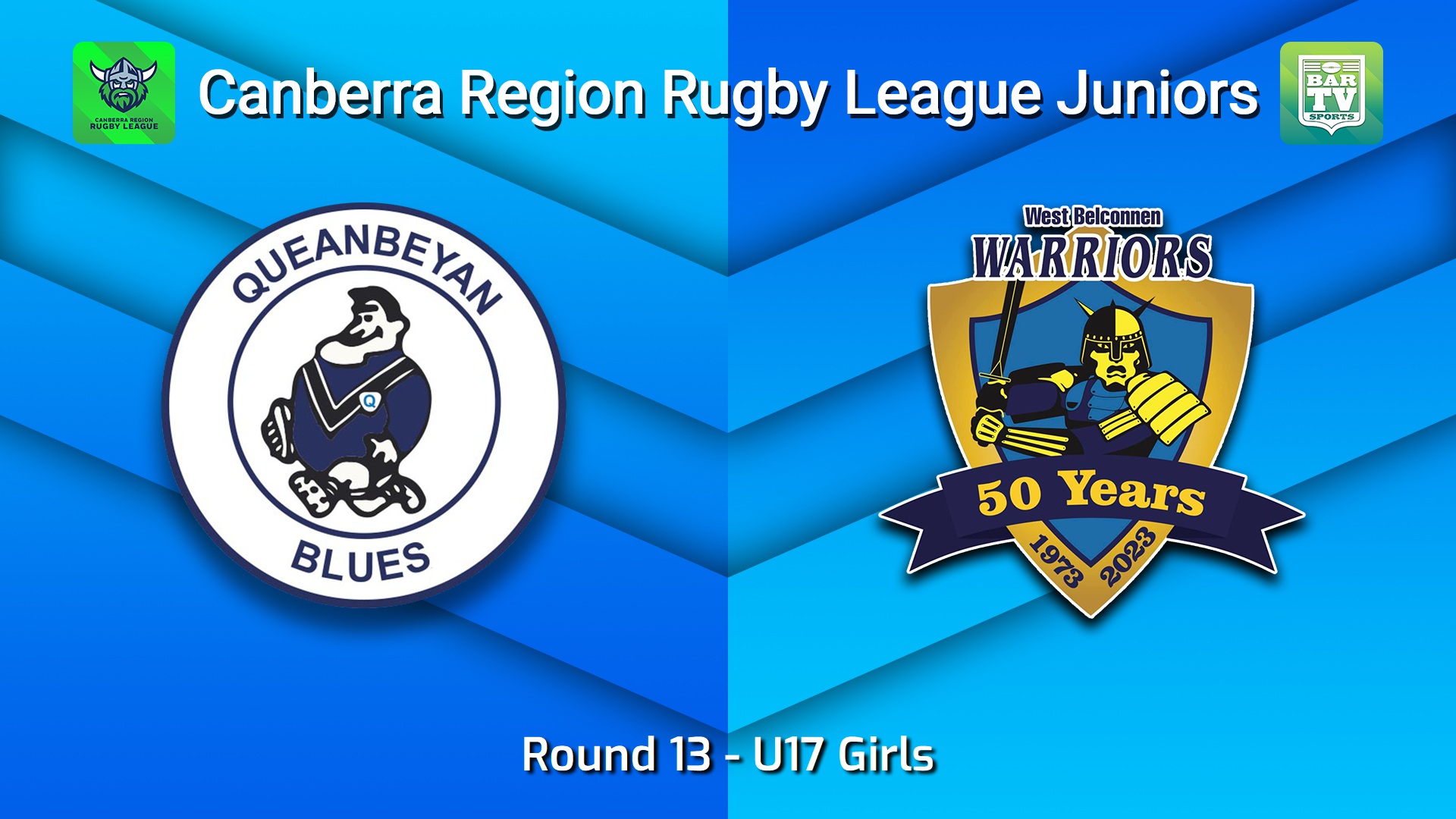 260814-video-Canberra Region Rugby League Juniors Round 13 - U17 Girls - Queanbeyan Blues Juniors v West Belconnen Warriors Juniors Slate Image