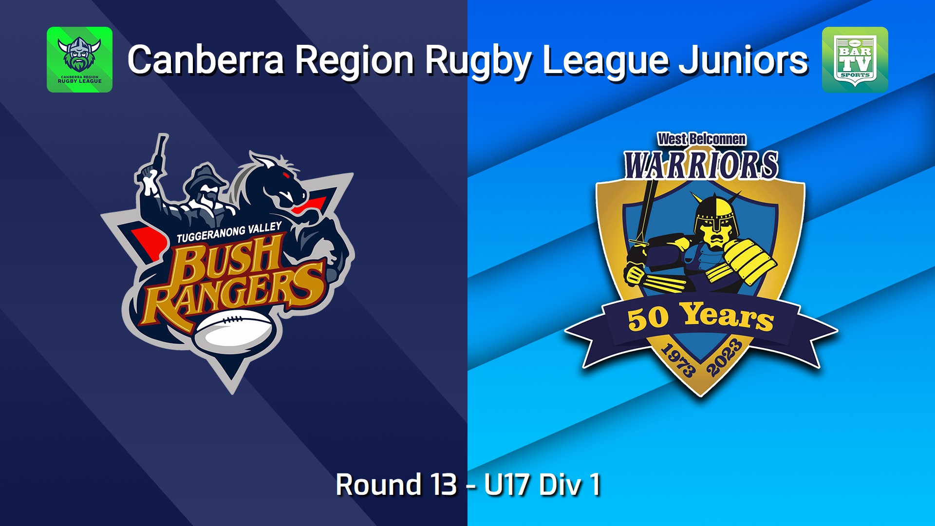 260814-video-Canberra Region Rugby League Juniors Round 13 - U17 Div 1 - Tuggeranong Bushrangers v West Belconnen Warriors Juniors Slate Image