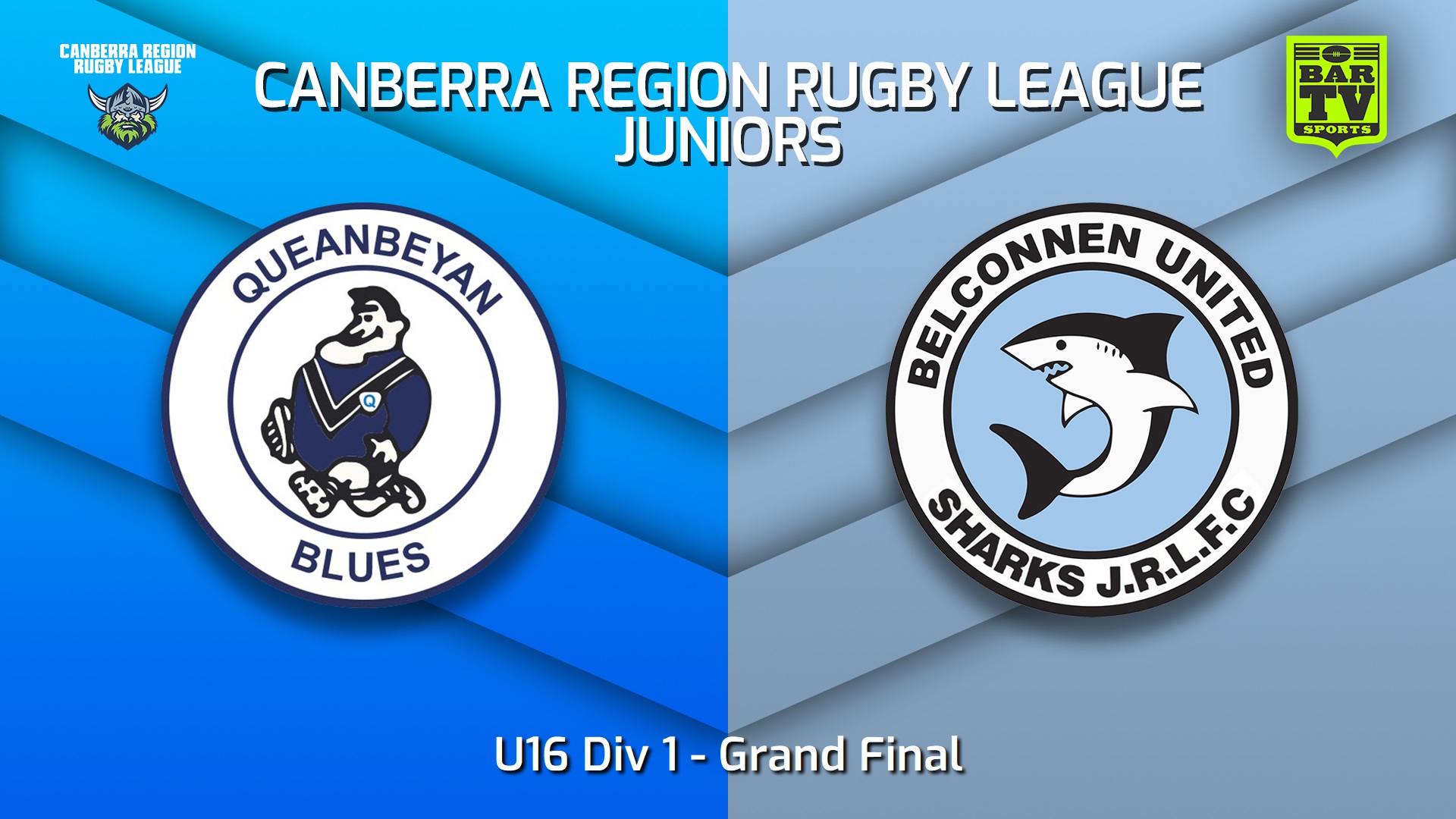 240912-video-Canberra Region Rugby League Juniors Grand Final - U16 Div 1 - Queanbeyan Blues Juniors v Belconnen United Sharks Juniors Slate Image