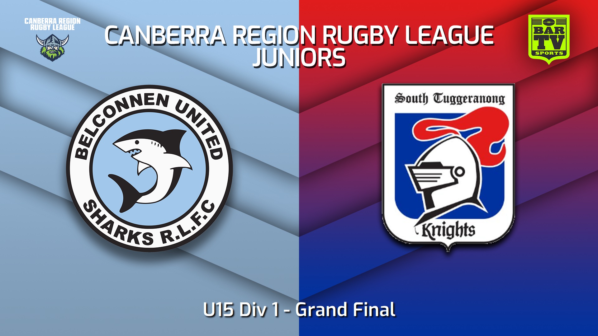 230908-2023 Canberra Region Rugby League Juniors Grand Final - U15 Div 1 - Belconnen United Sharks v South Tuggeranong Knights Slate Image