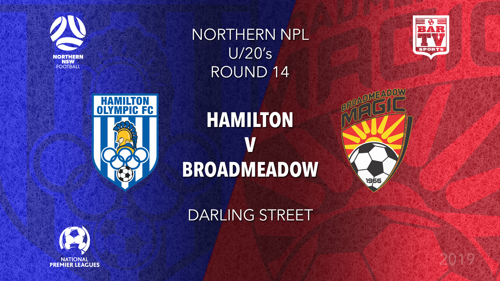 NPL Youth - Northern NSW Round 14 - Hamilton Olympic FC U20 v Broadmeadow Magic FC U20 Slate Image